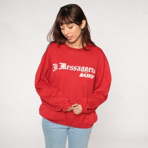 Il Messaggero Sweatshirt 80s Italian Newspaper Sweatshirt Basket Graphic Shirt Italy News Logo Red Crewneck Sweater Vintage 1980s Large L image 2