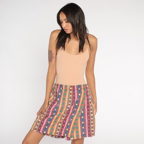 90s Mini Skort Southwestern Geometric Print Skirt… - image 3