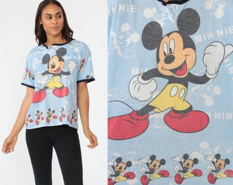 Mickey Mouse Shirt jaren '90 Disney T Shirt Ringer Tee Grafische Tshirt Kawaii Shirt Walt Disneyland Vintage Retro Tee jaren '90 Klein Medium