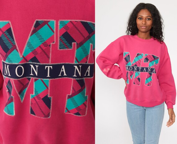 Montana Sweatshirt -- Hot Pink Shirt 90s Sweatshir