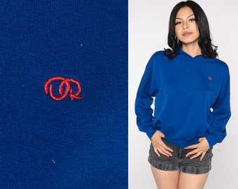 Royal Blue Sweatshirt 80s Oscar De La Renta Sweatshirt Plain Long Sleeve Shirt Slouchy 1980s Vintage Sweat Shirt Oversized Medium