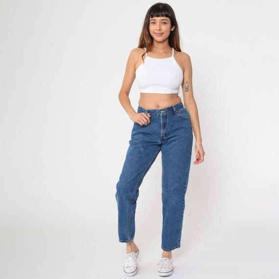 Y2K Levi's 550 Jeans Straight Leg Denim Levi Strauss Relaxed High Rise Jeans Retro Blue Pants Vintage 00s Women's Medium 28-29 Waist