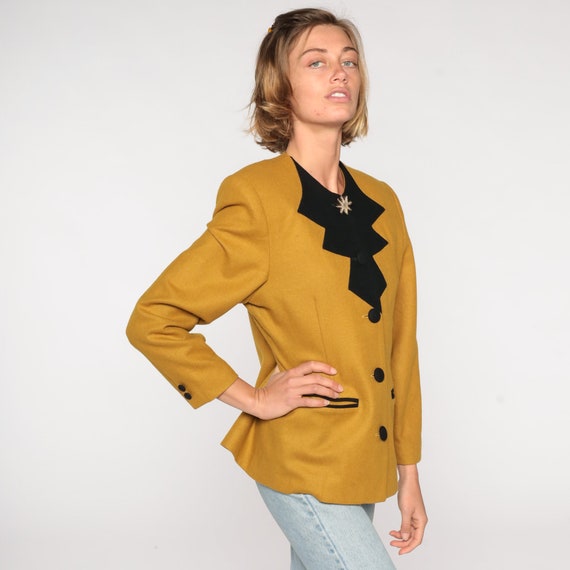 Mustard Wool Blazer Jacket 90s Yellow Jacket Thre… - image 6