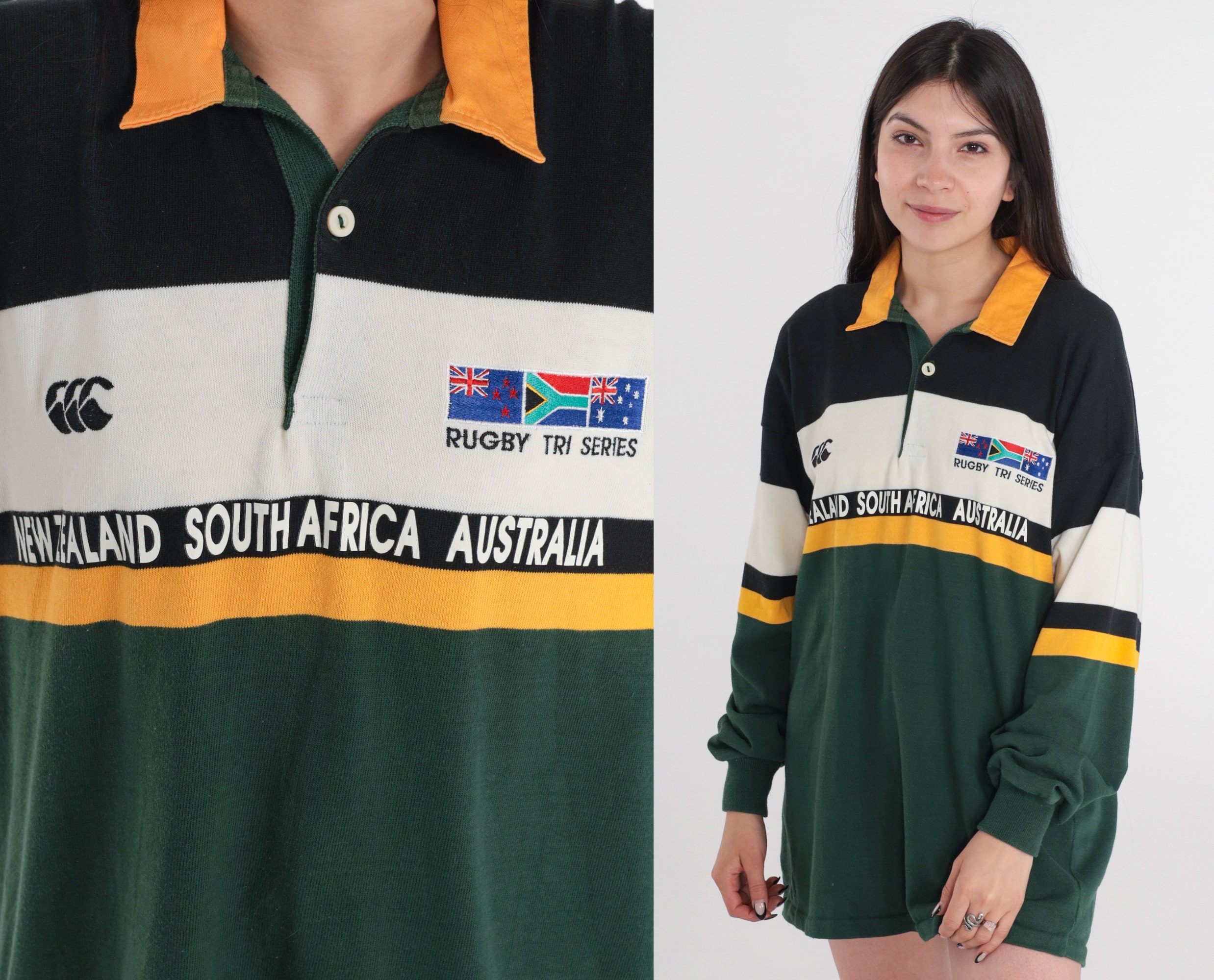 Tri Nations Rugby Shirt 90s Tri Series Shirt New Zealand Australia South  Africa Long Sleeve Shirt Striped Button up 1990s Vintage Large L - Etsy