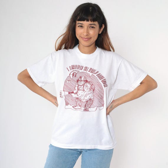 Vintage 90s Rolla Middle School Spelunkers T-Shirt White Caveman Graphic Tee Cave Shirt Fruit of the loom Best USA Made Medium Large