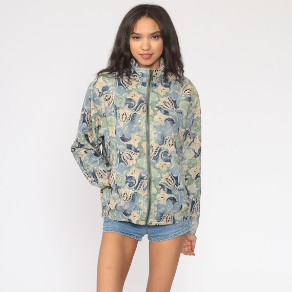 Raw Silk Jacket 90s Floral Windbreaker Jacket Ret… - image 2