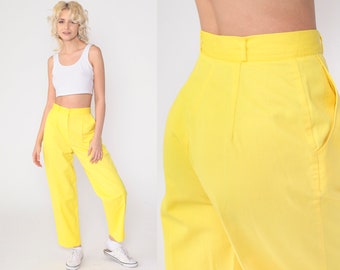 Yellow Pleated Trousers 80s High Waisted Pants Tapered Pants Vintage 1980s Relaxed Pants Slacks High Waist Preppy Extra Small xs Petite