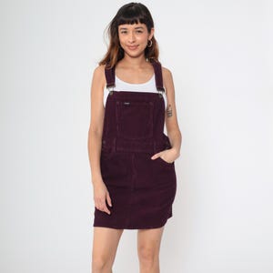 Mini Dress Burgundy Cord Pinafore Dress Corduroy Overall Dress Burgundy  Mini Dress Jumper Bib Overall