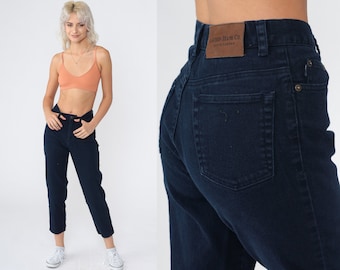 Ralph Lauren Ankle Jeans Y2K Dark Wash Denim Calças cortadas Lauren Jeans Co Cintura alta Slim Tapered Leg Vintage 00s Petite Extra Small xs