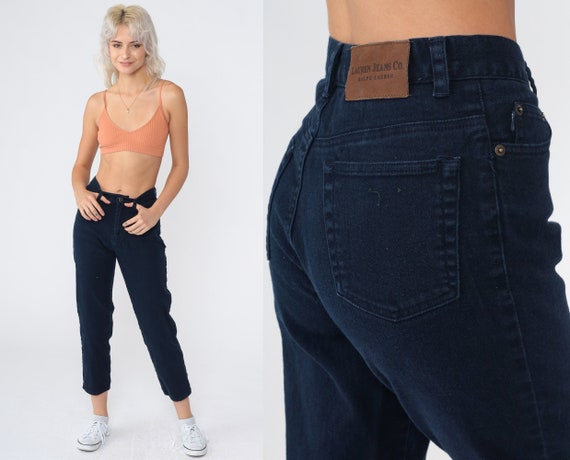 Ralph Lauren Ankle Jeans Y2K Dark Wash Denim Cropped Pants Lauren Jeans Co High Waisted Slim Tapered Leg Vintage 00s Petite Extra Small xs
