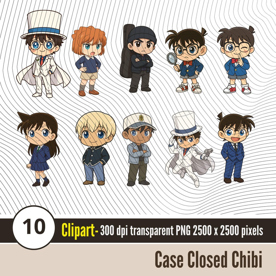 Case Closed Chibi Clipart 10 | Chibi Anime Characters PNG | Digital ...