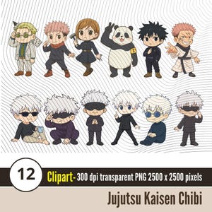 jujutsu kaisen Clipart 12 | Chibi Anime Characters PNG | Digital Download | Transparent Background chibi