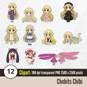 Chobits Chibi Clipart 12 | Chibi Anime Characters PNG | Digital Download | Transparent Background chibi