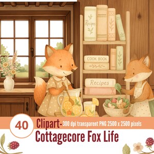 Histoires d'aquarelle clipart – Renard PNG, Renards mignons, Animaux de la maison, Clipart pastel, style de vie cottagecore, Téléchargement numérique, gâteaux mignons, Renard mignon