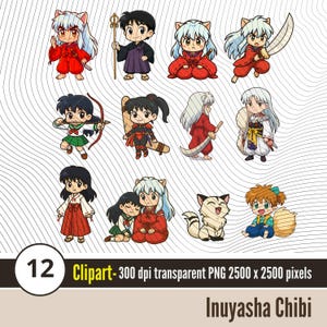 Inuyasha Chibi Clipart 12 | Chibi Anime Characters PNG | Digital Download | Transparent Background chibi