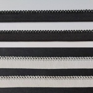 3m, 5m or 10m of 10mm wide Black or White Elastic Picot Satin Edge Lingerie Underwear Edging Lace Light Scalop