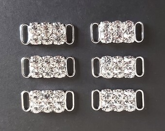3cm Long 2-row Large Rhinestone Sparkling Bikini Connectors Silver Crystal