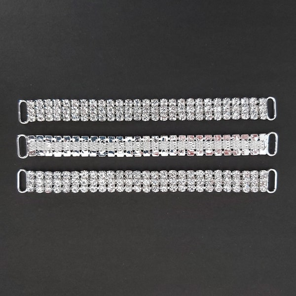 12.7cm Long 3-row Sparkling Rhinestone Bikini Connectors Silver Crystal