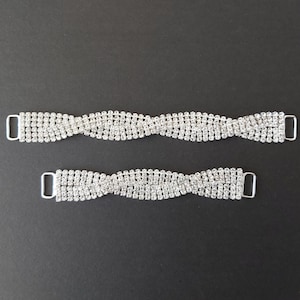 17 cm 12 cm Silverfärgade Twist Bikini-kopplingar 1,7 cm breda (Rhinestone Competition Bridal Craft Fitness)