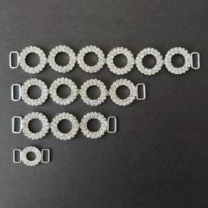 17cm 12cm 9cm 3cm Sparkling Rhinestone Circular Bikini Connectors Silver (Competition Bridal Circle)