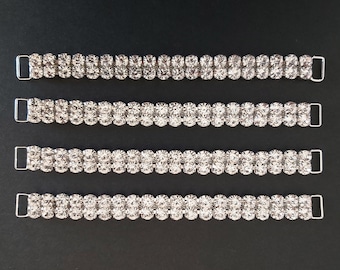 15.7cm Long 2-row Large Gem Sparkling Rhinestone Bikini Connectors Silver Crystal (Bridal Straps)