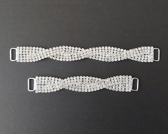 Connettori bikini twist argento da 17 cm e 12 cm, larghezza 1,7 cm (concorso di strass, artigianato nuziale, fitness)