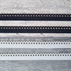 10mm breiter schwarzer oder weißer Picot-Rand elastisch 3m, 5m oder 10m