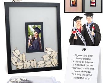 Abitur-Gästebuch 2026 - Gästebuch mit 40 Holzkappen, Fotoschlitz & Stift | Graduiertenschärpe