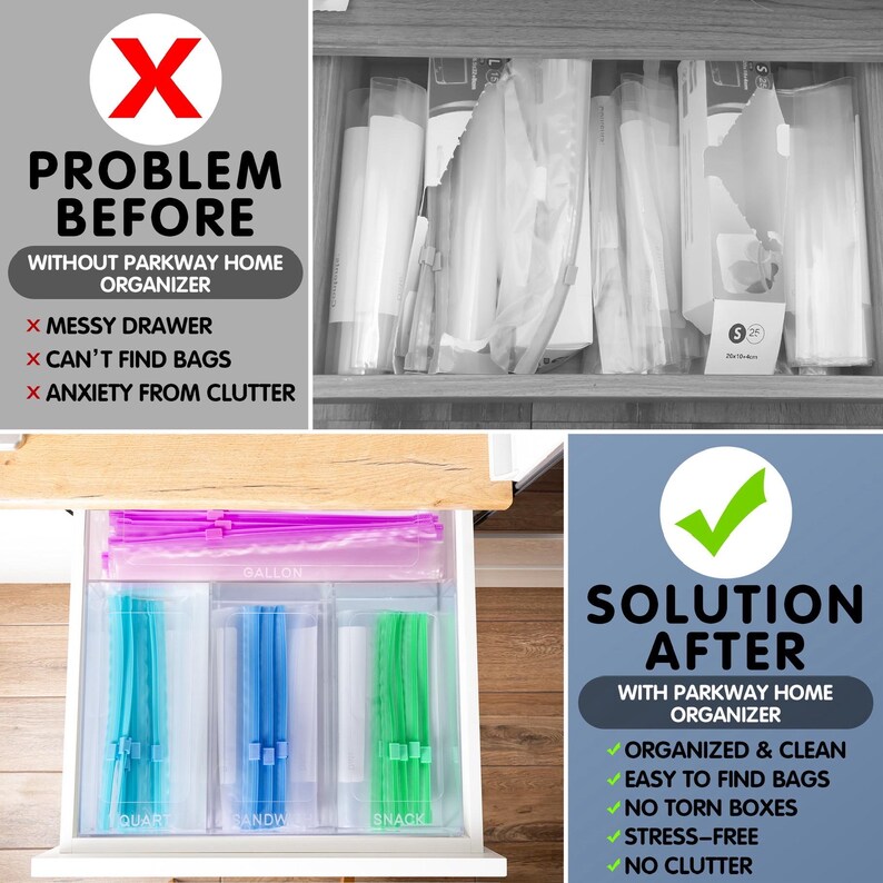 Drawer Bag Organizer With Sliding Covers: Kitchen Food Storage - Etsy