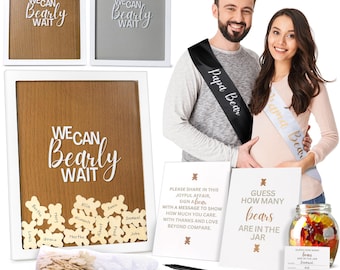 Baby Shower Guest Book Alternative: Wooden Bears, Guessing Game, Sashes