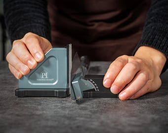 Adjustable Rolling Knife Sharpener Kit: Adjustable Height, 30 Angle Options, 5 Removeable Whetstones Plates, Leather Strop and Travel Case