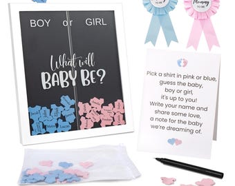 Wooden Gender Reveal Voting Board Game – Baby Shower Party Keepsake, Guess Boy or Girl Activity & Guestbook Alternative