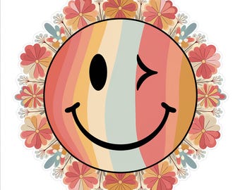 Retro Smiley Face PNG, Groovy 70s Happy Face Design, Hippie Aesthetic ...