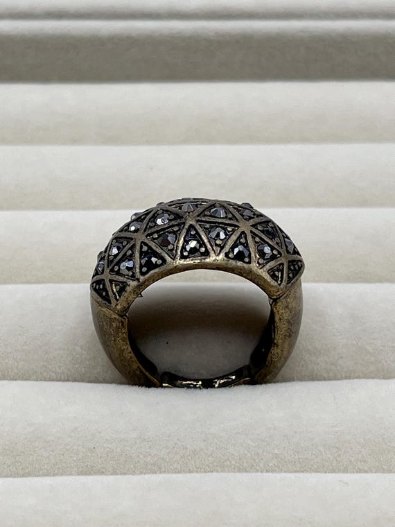 Rhinestone Stretch Cocktail Ring - image 1