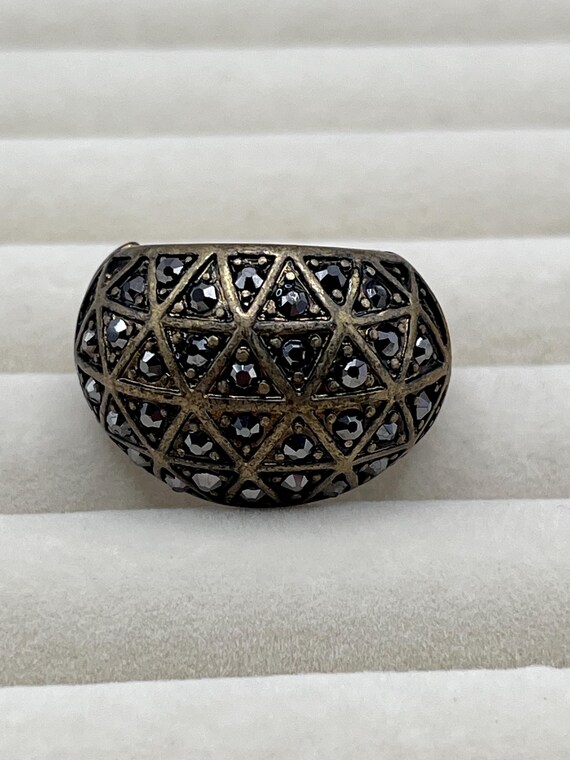 Rhinestone Stretch Cocktail Ring - image 3