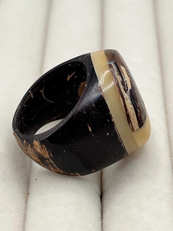 Unique Hand Carved Coconut Ring - image 7