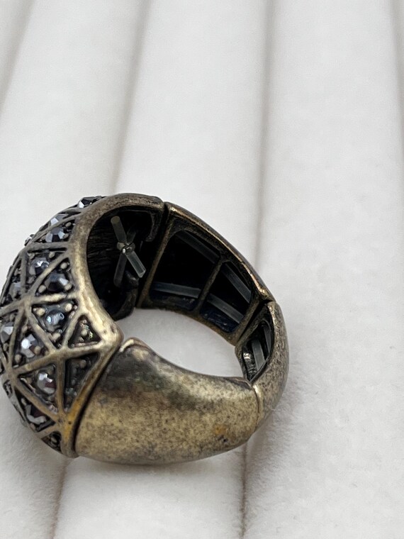 Rhinestone Stretch Cocktail Ring - image 6