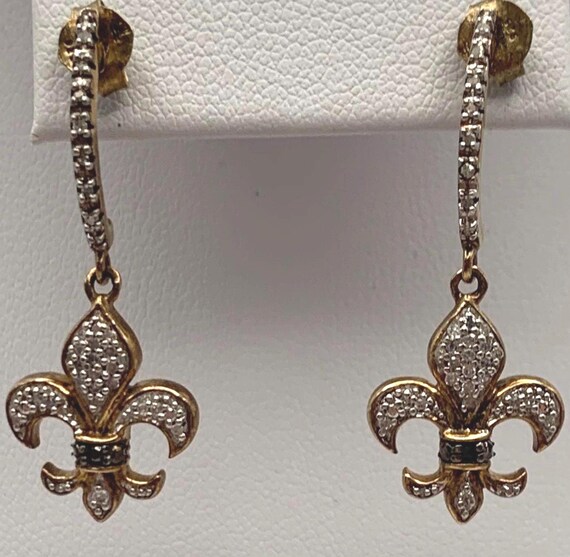 Vtg Diamond&925 Fleur de lis