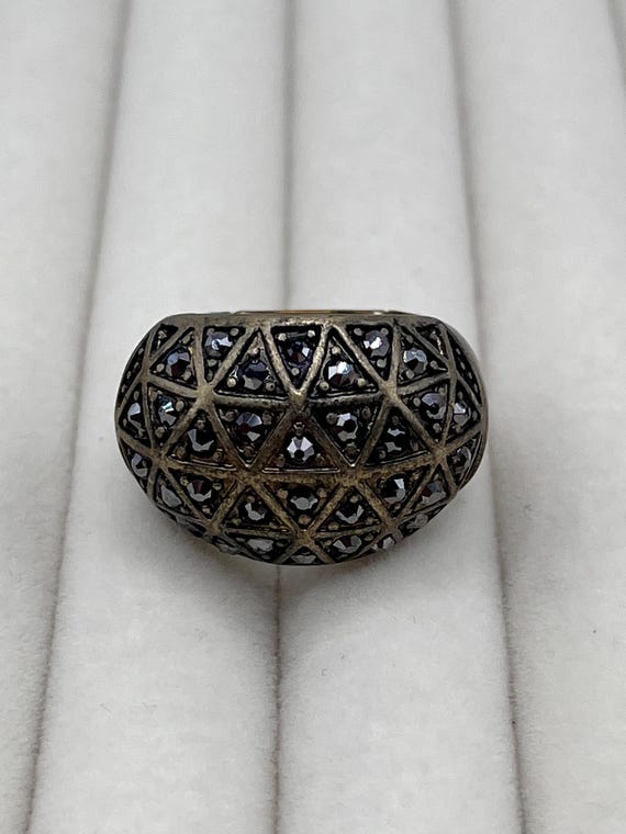 Rhinestone Stretch Cocktail Ring - image 2