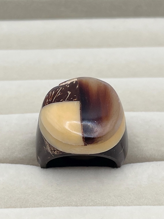 Unique Hand Carved Coconut Ring - image 1
