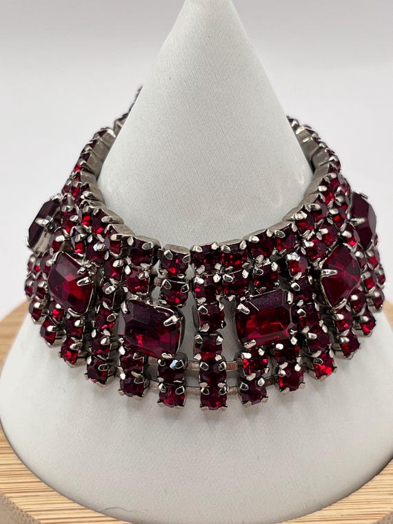 Vtg Ruby Red Glass Bracelet - image 1