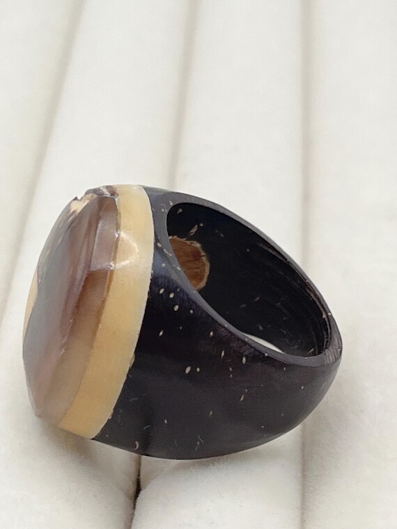 Unique Hand Carved Coconut Ring - image 4