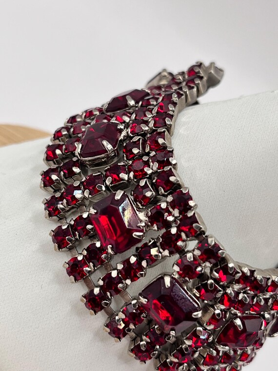 Vtg Ruby Red Glass Bracelet - image 2