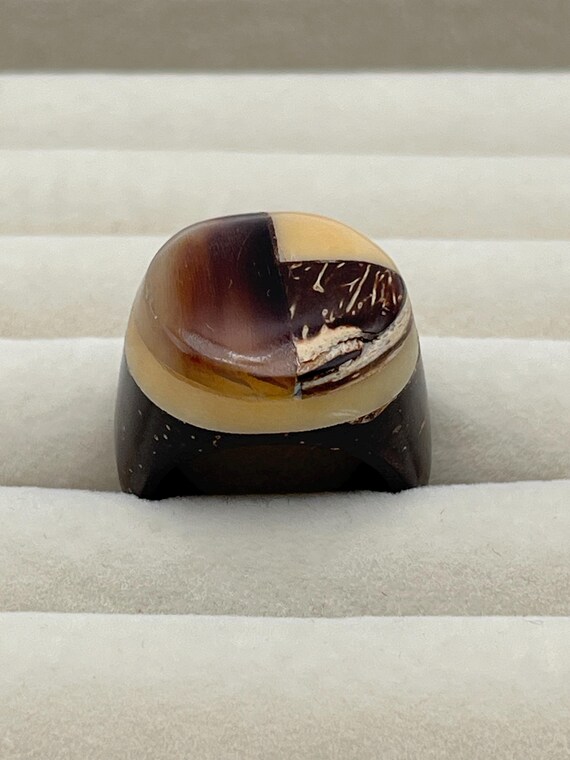 Unique Hand Carved Coconut Ring - image 2