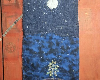 Hand Embroidered Textile Wall Hanging: "Tree of Hope"