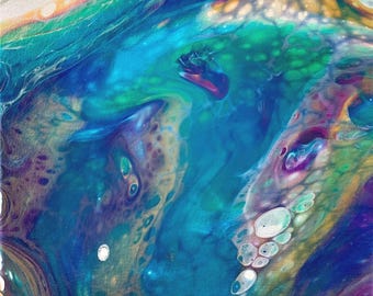 Oil Slick acrylic pour painting