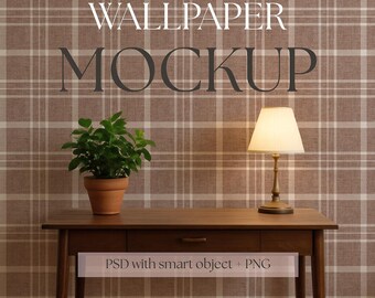 Home Office Wall Mockup - Photoshop PSD smart object - Realistic home interior Mockup for Wallpaper Design - Empty Wall Mockup