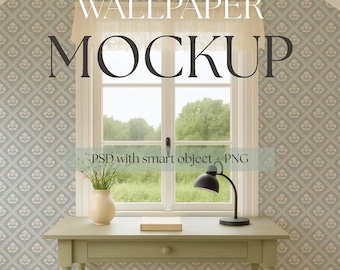 Scandinavian Home Office Wallpaper Mockup PSD, Slanted Wall Room Mockup, Editable Colors, Cozy Swedish Interior, Wall Smart Object