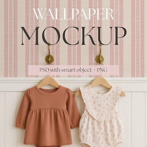 Mockup för barnrum med redigerbart smart objekt - Söt barnrumstapetmockup med tom vägg - Photoshop PSD-mönstermockup