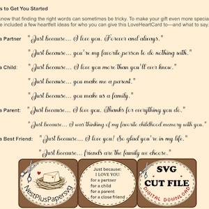 Love Heart A2 SVG Card Cut File, Handmade Paper Craft Digital Download, DIY Card Template for cutting machine, Partner Child Parent Friend imagen 6